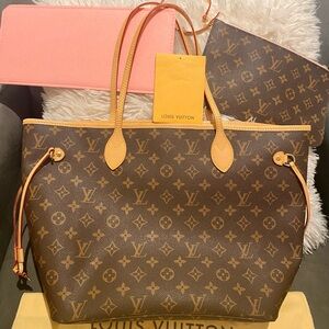 EUC Inspired Designer Monogram Tote Shoulder Purse & Wristlet Pouch BROWN PINK